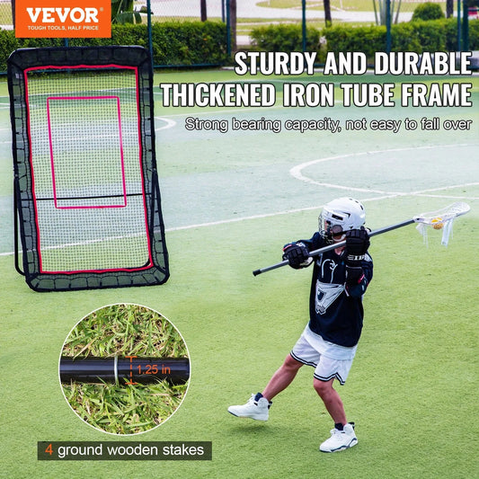 Vevor Lacrosse Rebounder For Backyard, 4x7 Ft Volleyball Bounce Back Net, Pitchback Throwback Baseball Softball Return Training Screen, Adjustable Angle Shooting Practice Training Wall With Target 🌴 VibeFlex Sports