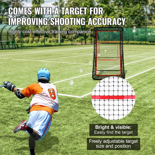Vevor Lacrosse Rebounder For Backyard, 4x7 Ft Volleyball Bounce Back Net, Pitchback Throwback Baseball Softball Return Training Screen, Adjustable Angle Shooting Practice Training Wall With Target 🌴 VibeFlex Sports