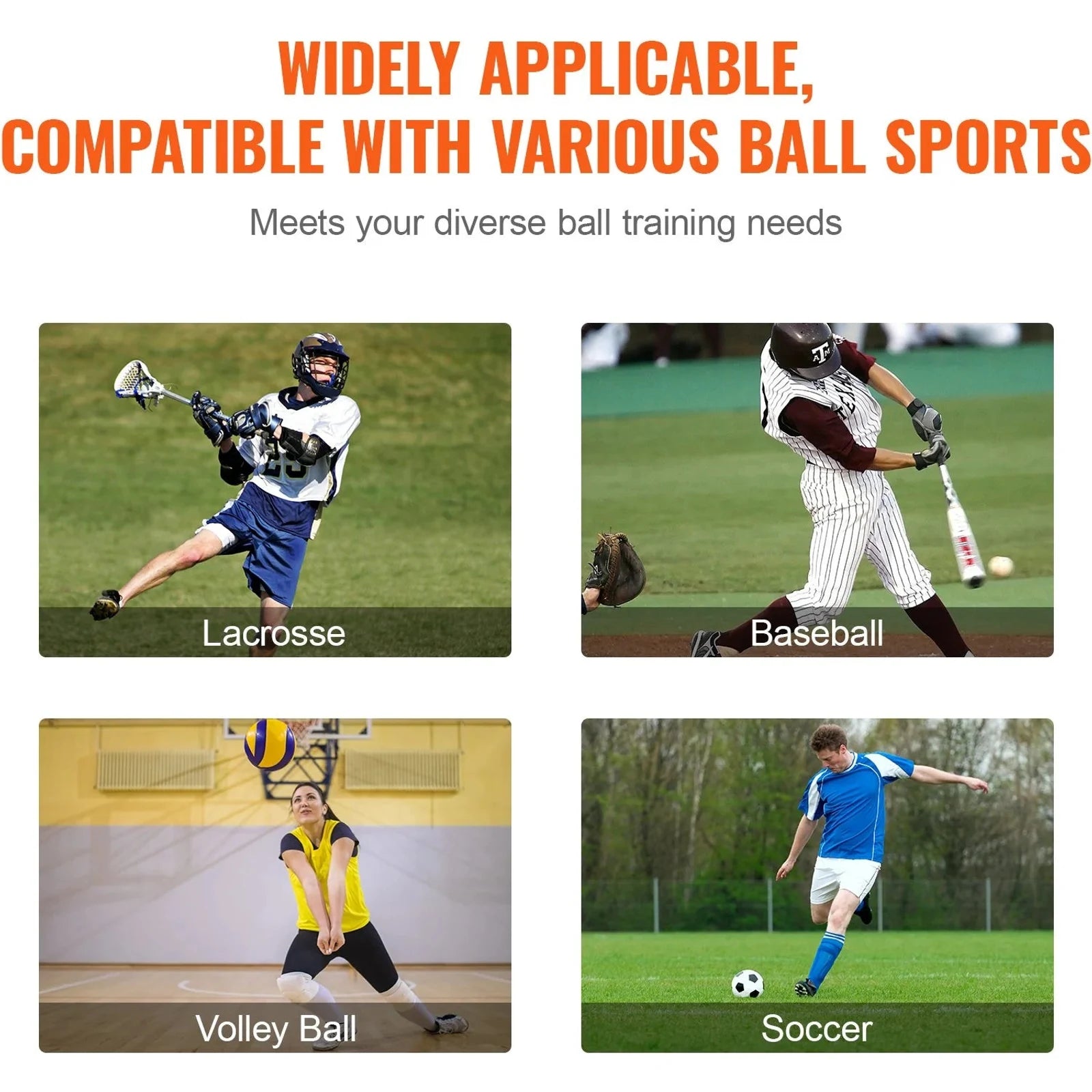 Vevor Lacrosse Rebounder For Backyard, 4x7 Ft Volleyball Bounce Back Net, Pitchback Throwback Baseball Softball Return Training Screen, Adjustable Angle Shooting Practice Training Wall With Target 🌴 VibeFlex Sports