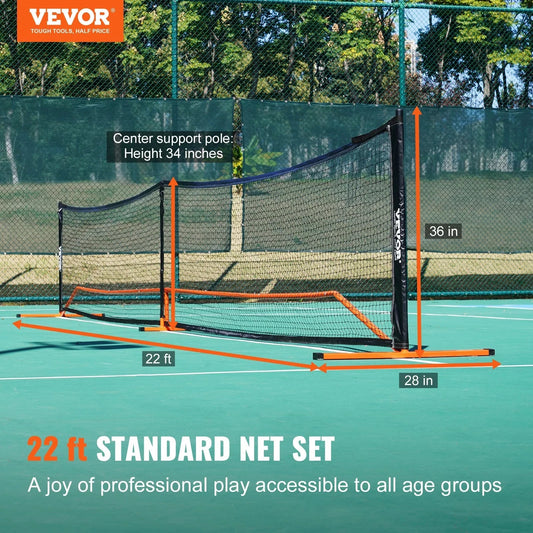Vevor Pickleball Net Set, 22ft Regulation Size Portable Pickleball System With Carrying Bag & Balls & Paddles, Weather Resistant Steady Metal Frame & Strong Pe Net, For Outdoor Backyard Driveway 🌴 VibeFlex Sports