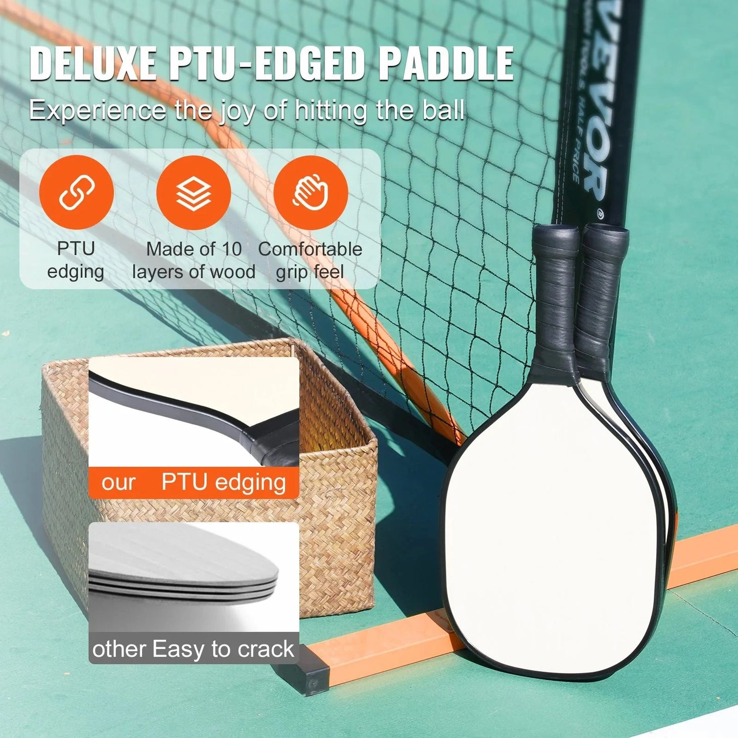 Vevor Pickleball Net Set, 22ft Regulation Size Portable Pickleball System With Carrying Bag & Balls & Paddles, Weather Resistant Steady Metal Frame & Strong Pe Net, For Outdoor Backyard Driveway 🌴 VibeFlex Sports