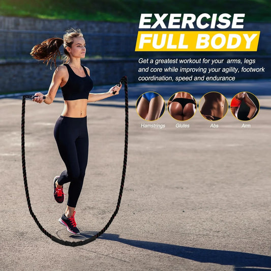 Weighted Jump Ropes For Men Women, 2.8lb 3.8lb 5lb Heavy Skipping Rope For Exercise, Adult Jumpropes For Home Workout, Total Body Workout Equipment 🌴 VibeFlex Sports