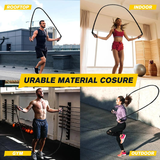 Weighted Jump Ropes For Men Women, 2.8lb 3.8lb 5lb Heavy Skipping Rope For Exercise, Adult Jumpropes For Home Workout, Total Body Workout Equipment 🌴 VibeFlex Sports