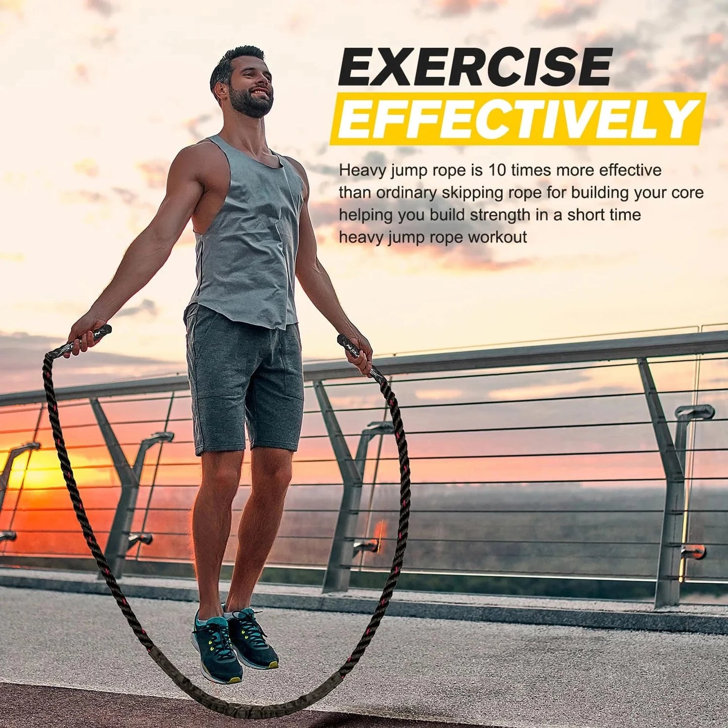 Weighted Jump Ropes For Men Women, 2.8lb 3.8lb 5lb Heavy Skipping Rope For Exercise, Adult Jumpropes For Home Workout, Total Body Workout Equipment 🌴