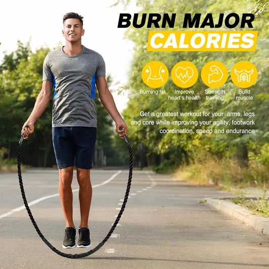Weighted Jump Ropes For Men Women, 2.8lb 3.8lb 5lb Heavy Skipping Rope For Exercise, Adult Jumpropes For Home Workout, Total Body Workout Equipment 🌴
