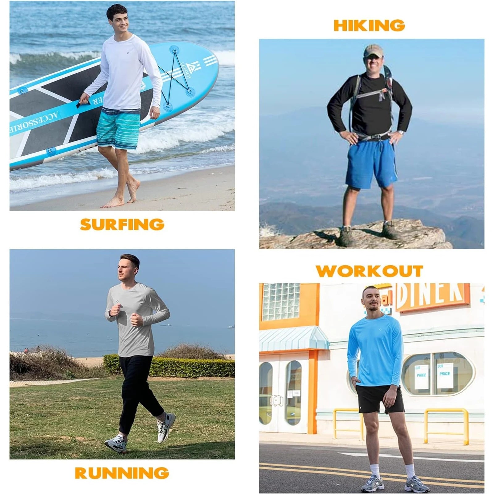 Men's Rash Guard Shirts Swim Shirts Upf 50+ Uv Sun Protection Long Sleeve Shirts Lightweight Quick Dry 🌴 VibeFlex Sports