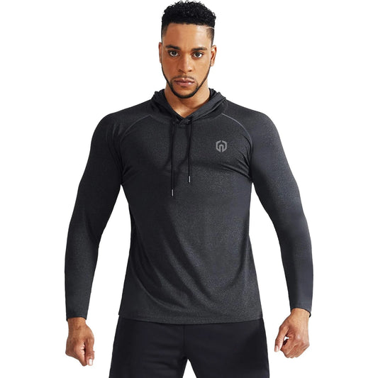 Men's Dry Fit Athletic Shirt Workout Running Long Sleeve Shirts With Hoods 🌴 VibeFlex Sports