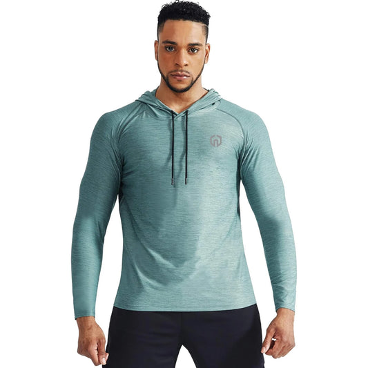 Men's Dry Fit Athletic Shirt Workout Running Long Sleeve Shirts With Hoods 🌴 VibeFlex Sports