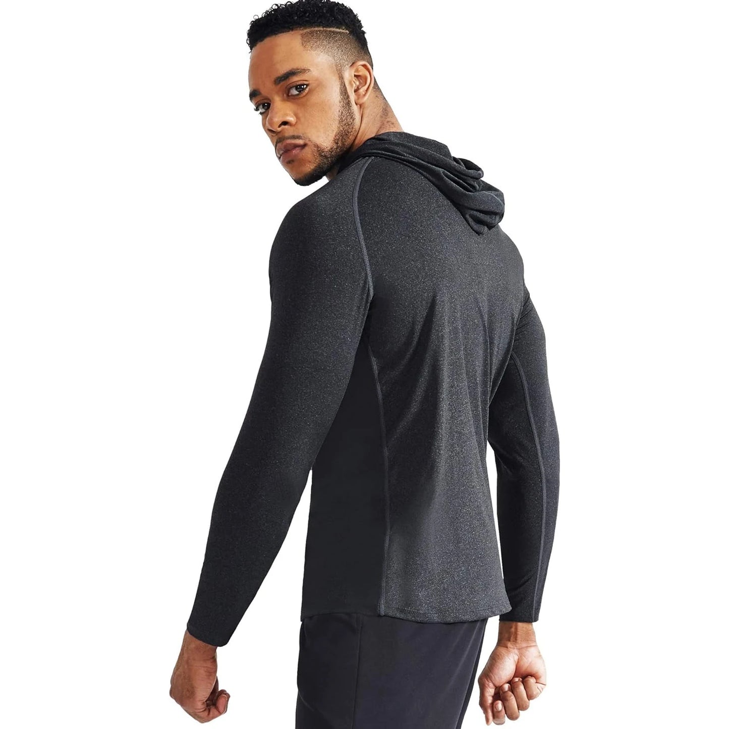 Men's Dry Fit Athletic Shirt Workout Running Long Sleeve Shirts With Hoods 🌴