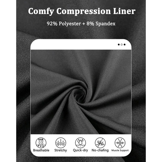 Mens Swim Trunks Stretch Water Beach Shorts With Compression Liner 2 In 1 Quick-dry Swimming Shorts With Zipper Pockets, Black, L 🌴