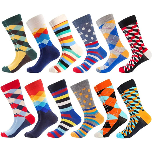 Mens Dress Socks Fun Funny Colorful Crazy Crew Dress Socks For Men 9-12 🌴 VibeFlex Sports