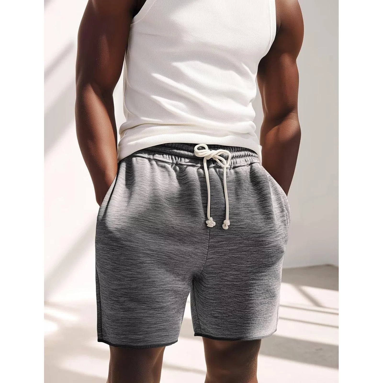Mens Lounge Shorts Knit Terry Cloth Drawstring Athletic Sweat Shorts With Pockets 6 Inch 🌴 VibeFlex Sports