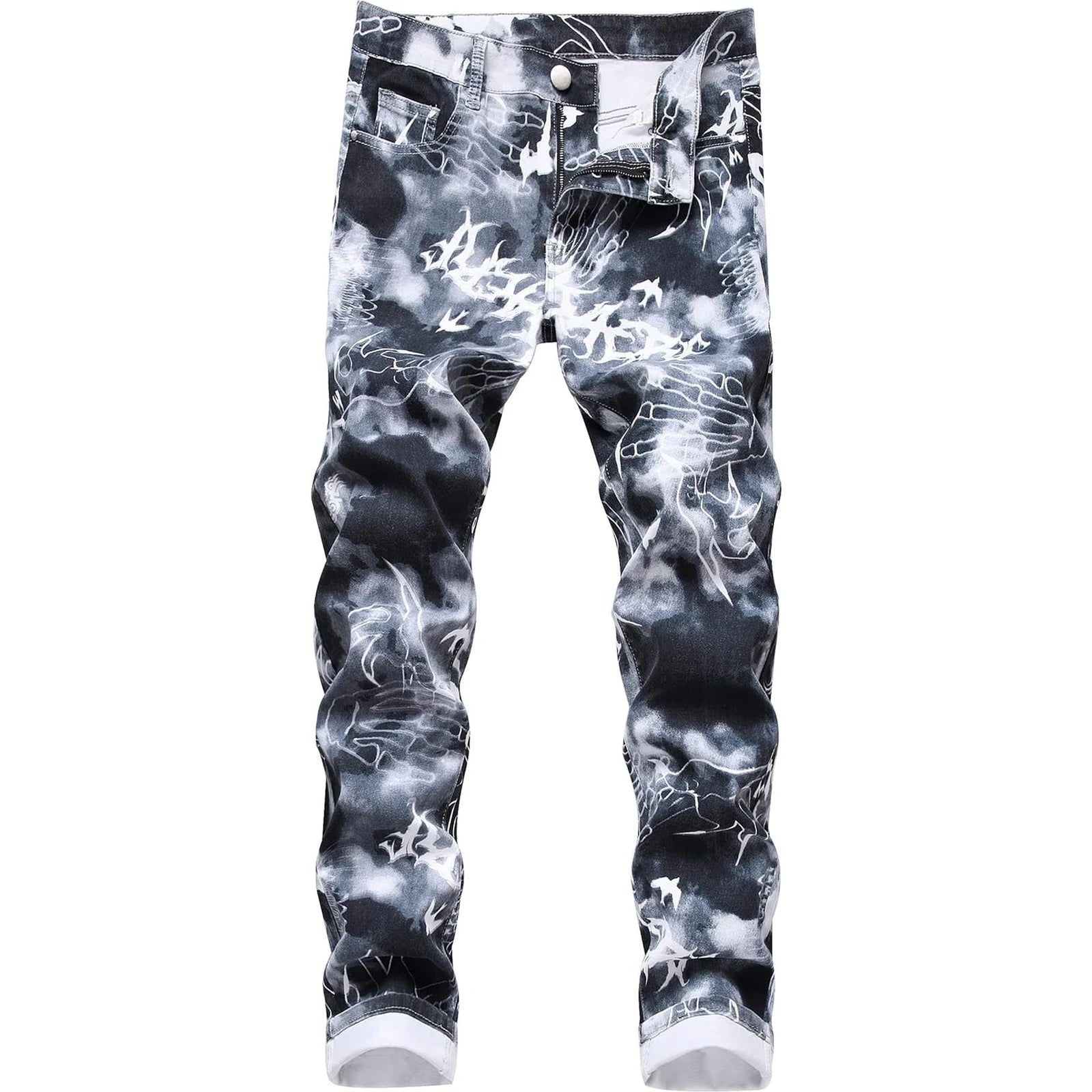 Men's Skinny Stretch Jeans Fashion Printed Slim Fit Jeans Comfort Flex Waist Casual Pants 🌴 VibeFlex Sports