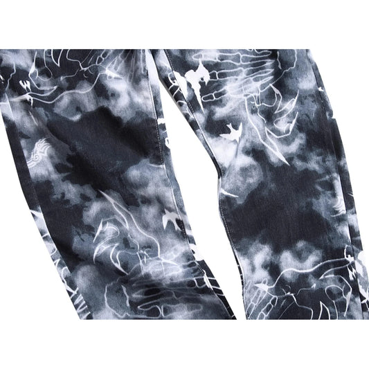 Men's Skinny Stretch Jeans Fashion Printed Slim Fit Jeans Comfort Flex Waist Casual Pants 🌴