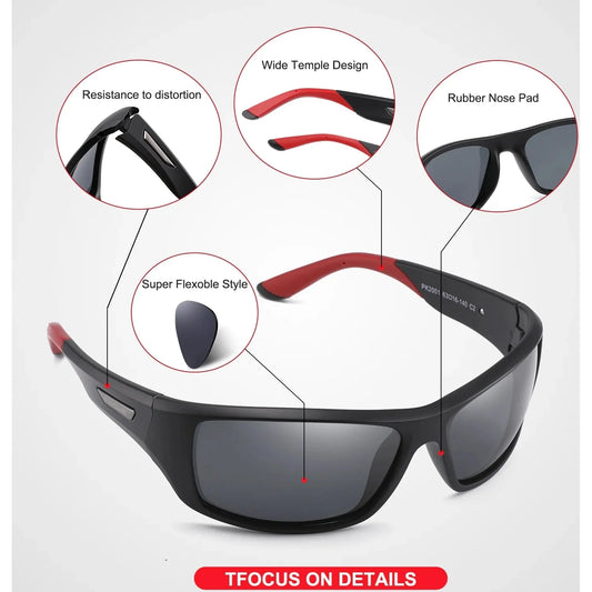 Polarized Sports Sunglasses For Men Women Driving Sunglasses Cycling Running Fishing Golf Goggles Unbreakable Frame 🌴 VibeFlex Sports