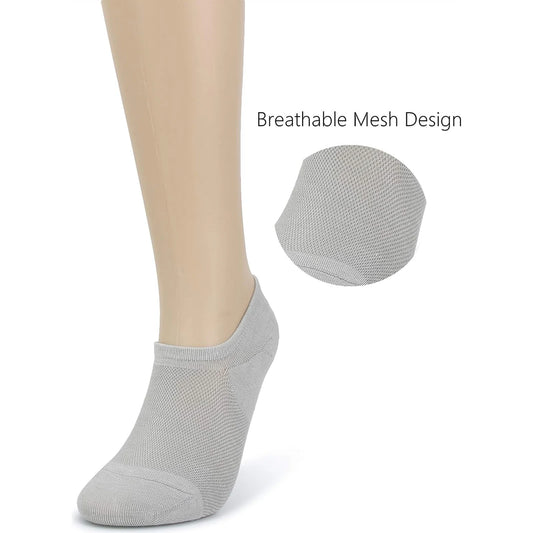 Women’s 6 Pairs Bamboo Mesh Design Low Cut Non Slip No Show Socks 🌴 VibeFlex Sports