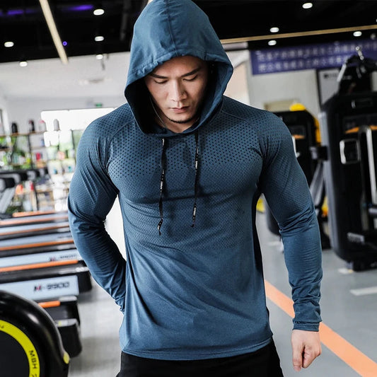 Mens Fitness Tracksuit Running Sport Hoodie Gym Joggers Hooded Outdoor Workout Athletic Clothing Muscle Training Sweatshirt Tops 🌴 VibeFlex Sports