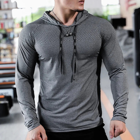 Mens Fitness Tracksuit Running Sport Hoodie Gym Joggers Hooded Outdoor Workout Athletic Clothing Muscle Training Sweatshirt Tops 🌴