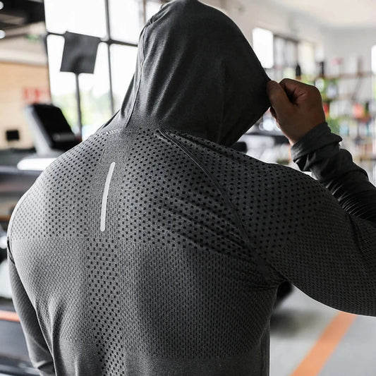 Mens Fitness Tracksuit Running Sport Hoodie Gym Joggers Hooded Outdoor Workout Athletic Clothing Muscle Training Sweatshirt Tops 🌴