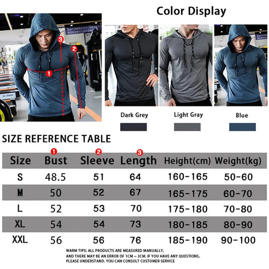 Mens Fitness Tracksuit Running Sport Hoodie Gym Joggers Hooded Outdoor Workout Athletic Clothing Muscle Training Sweatshirt Tops 🌴