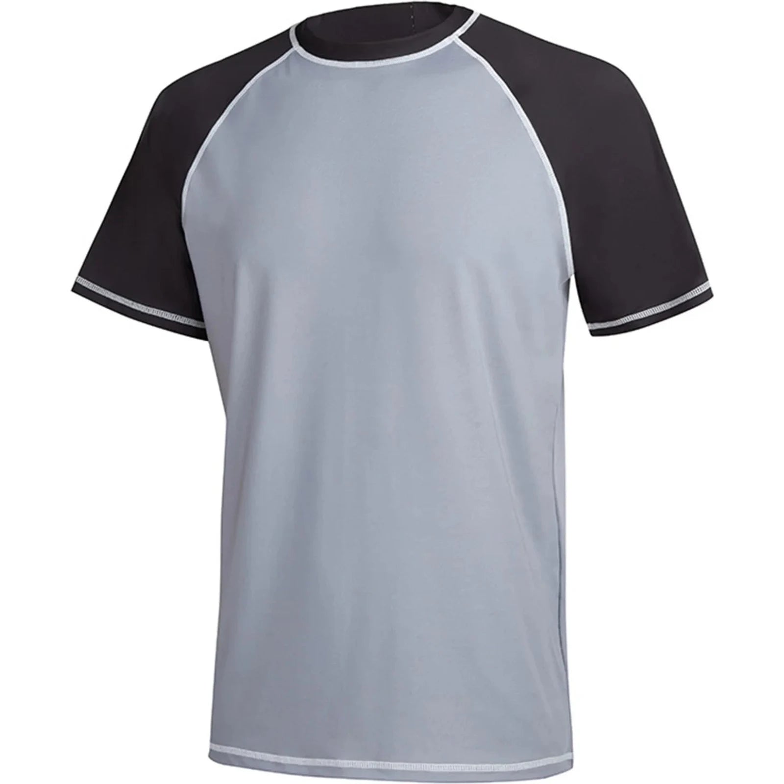 Surfing Shirts For Men Summer Men's Fashion Trend Solid Short Sleeve Surfing Set Swimming Sun Clothing Men's Rash Guard Shirts Mens Shirts Dark Gray Xl 🌴 VibeFlex Sports