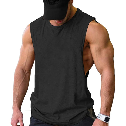 Men Workout Tank Top Gym Bodybuilding Sleeveless Muscle T Shirts Cut Off Shirts 🌴 VibeFlex Sports