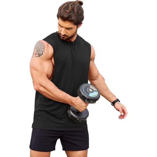 Men Workout Tank Top Gym Bodybuilding Sleeveless Muscle T Shirts Cut Off Shirts 🌴