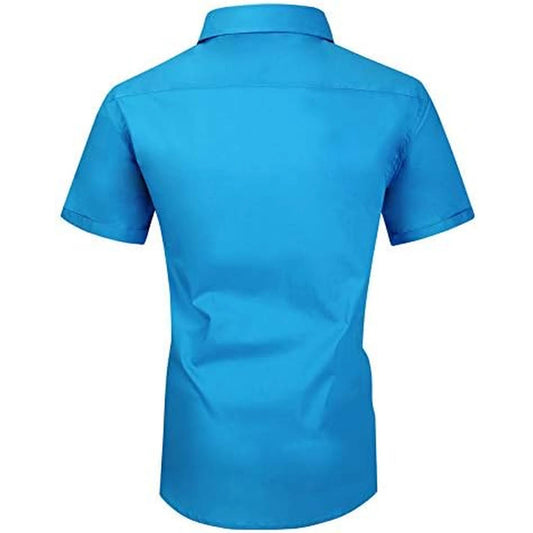 Mens High Stretch Dress Shirts Short Sleeve Hidden Button Down Shirts Business Casual Button Up Shirt 🌴 VibeFlex Sports