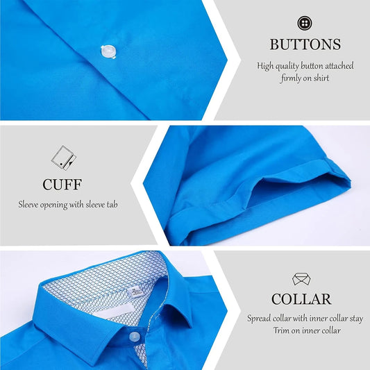 Mens High Stretch Dress Shirts Short Sleeve Hidden Button Down Shirts Business Casual Button Up Shirt 🌴 VibeFlex Sports
