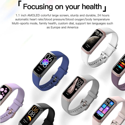 Health And Fitness Tracker For Men And Women, Amoled Display, Compatible With Android & Ios, Includes Alarm, Stopwatch, Blood Pressure Monitor, Calorie Tracking, Ip68 Waterproof, Step Tracking 🌴 VibeFlex Sports