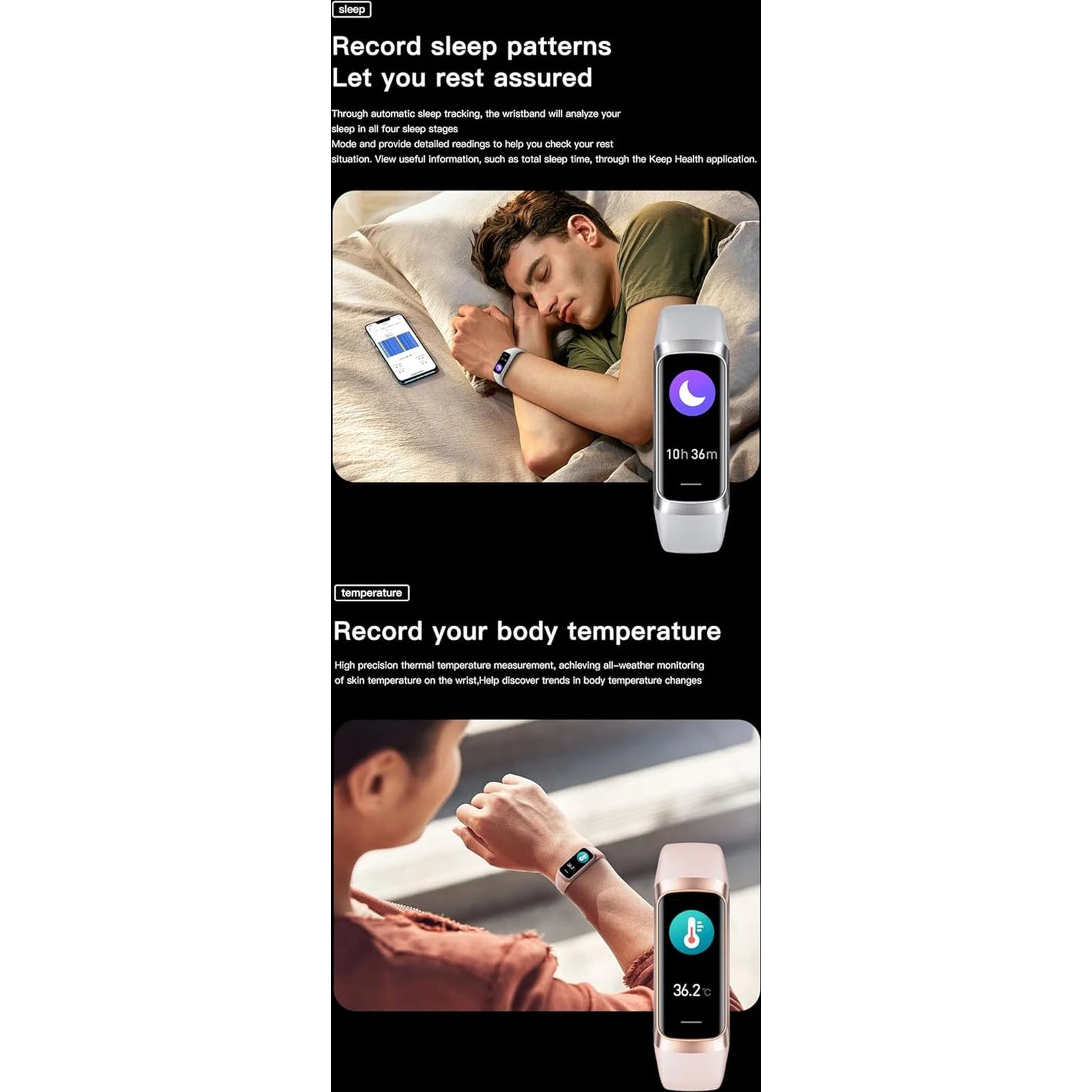 Health And Fitness Tracker For Men And Women, Amoled Display, Compatible With Android & Ios, Includes Alarm, Stopwatch, Blood Pressure Monitor, Calorie Tracking, Ip68 Waterproof, Step Tracking 🌴 VibeFlex Sports