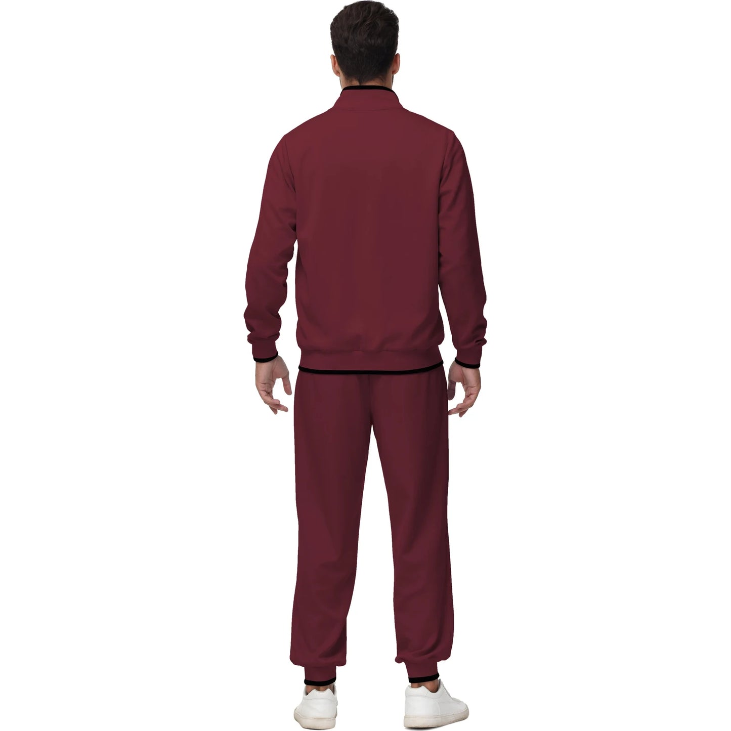 Men's Athletic Tracksuit Set - 2 Piece Full Zip Jogging Sweatsuit In Wine Red, Size L 🌴 VibeFlex Sports