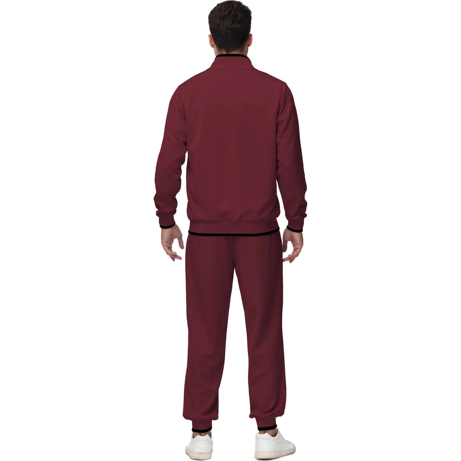 Men's Athletic Tracksuit Set - 2 Piece Full Zip Jogging Sweatsuit In Wine Red, Size L 🌴 VibeFlex Sports