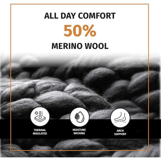 Men's Lightweight Merino Wool Hiking Crew Socks - 6 Pairs, Reinforced, Sizes 8-12 🌴