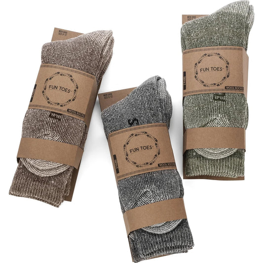 Men's Lightweight Merino Wool Hiking Crew Socks - 6 Pairs, Reinforced, Sizes 8-12 🌴