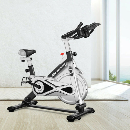 Adjustable Stationary Silent Belt Exercise Bike With Phone Holder And Digital Display 🌴 VibeFlex Sports