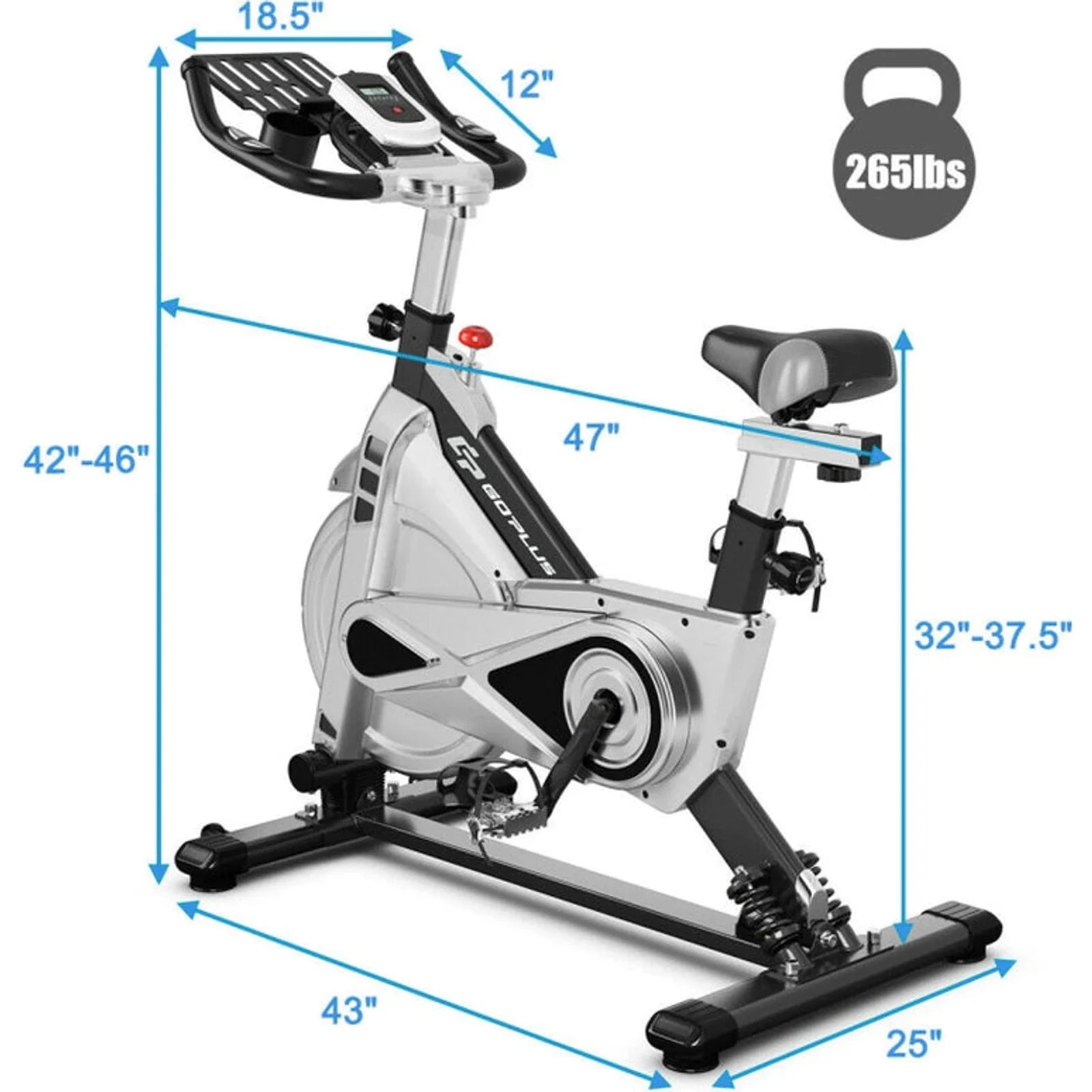 Adjustable Stationary Silent Belt Exercise Bike With Phone Holder And Digital Display 🌴 🌴 VibeFlex Sports