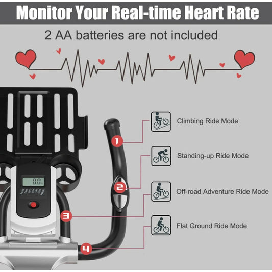 Adjustable Stationary Silent Belt Exercise Bike With Phone Holder And Digital Display 🌴 🌴 VibeFlex Sports