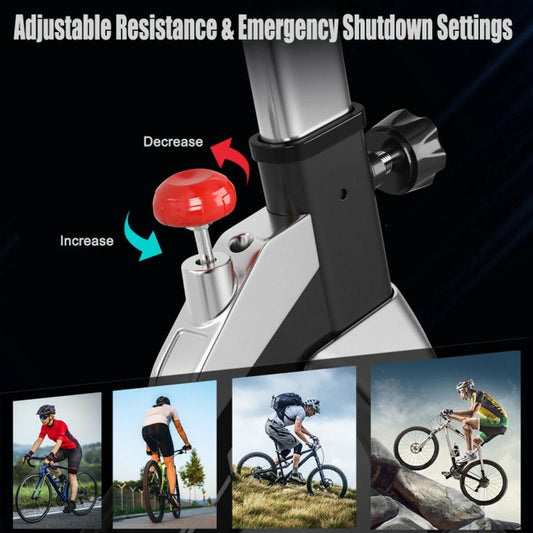 Adjustable Stationary Silent Belt Exercise Bike With Phone Holder And Digital Display 🌴 VibeFlex Sports