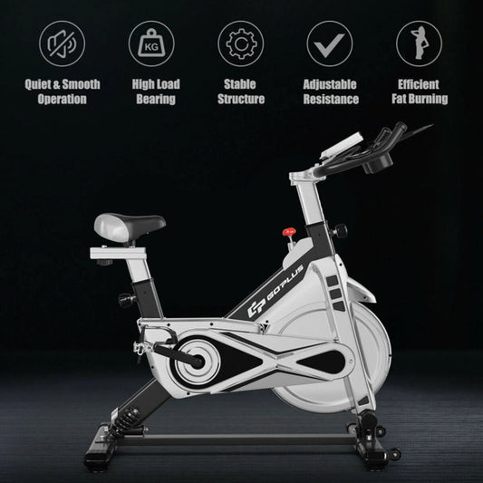 Adjustable Stationary Silent Belt Exercise Bike With Phone Holder And Digital Display 🌴 VibeFlex Sports