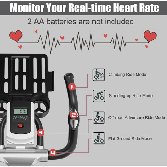 Adjustable Stationary Silent Belt Exercise Bike With Phone Holder And Digital Display 🌴 VibeFlex Sports
