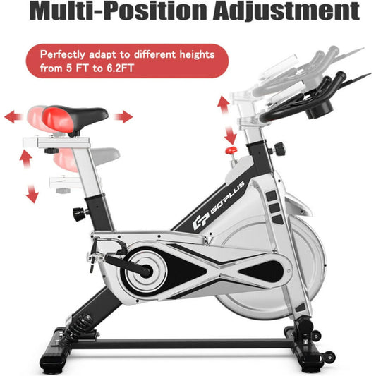 Adjustable Stationary Silent Belt Exercise Bike With Phone Holder And Digital Display 🌴 VibeFlex Sports