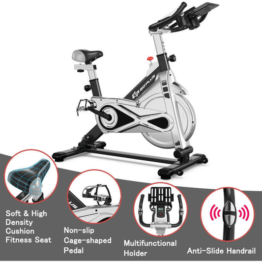 Adjustable Stationary Silent Belt Exercise Bike With Phone Holder And Digital Display 🌴 VibeFlex Sports