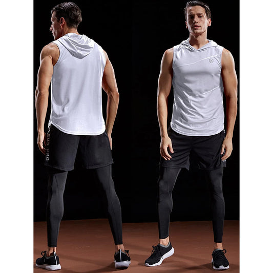 Performance Dry Fit Athletic Muscle Tank Top With Hood For Running 🌴 VibeFlex Sports