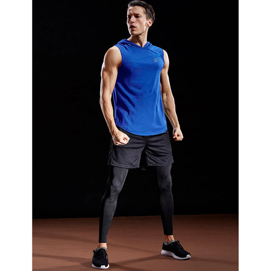 Performance Dry Fit Athletic Muscle Tank Top With Hood For Running 🌴 VibeFlex Sports