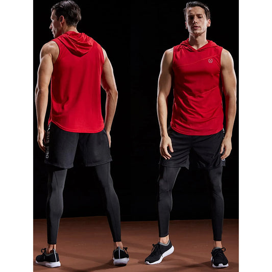 Performance Dry Fit Athletic Muscle Tank Top With Hood For Running 🌴 VibeFlex Sports