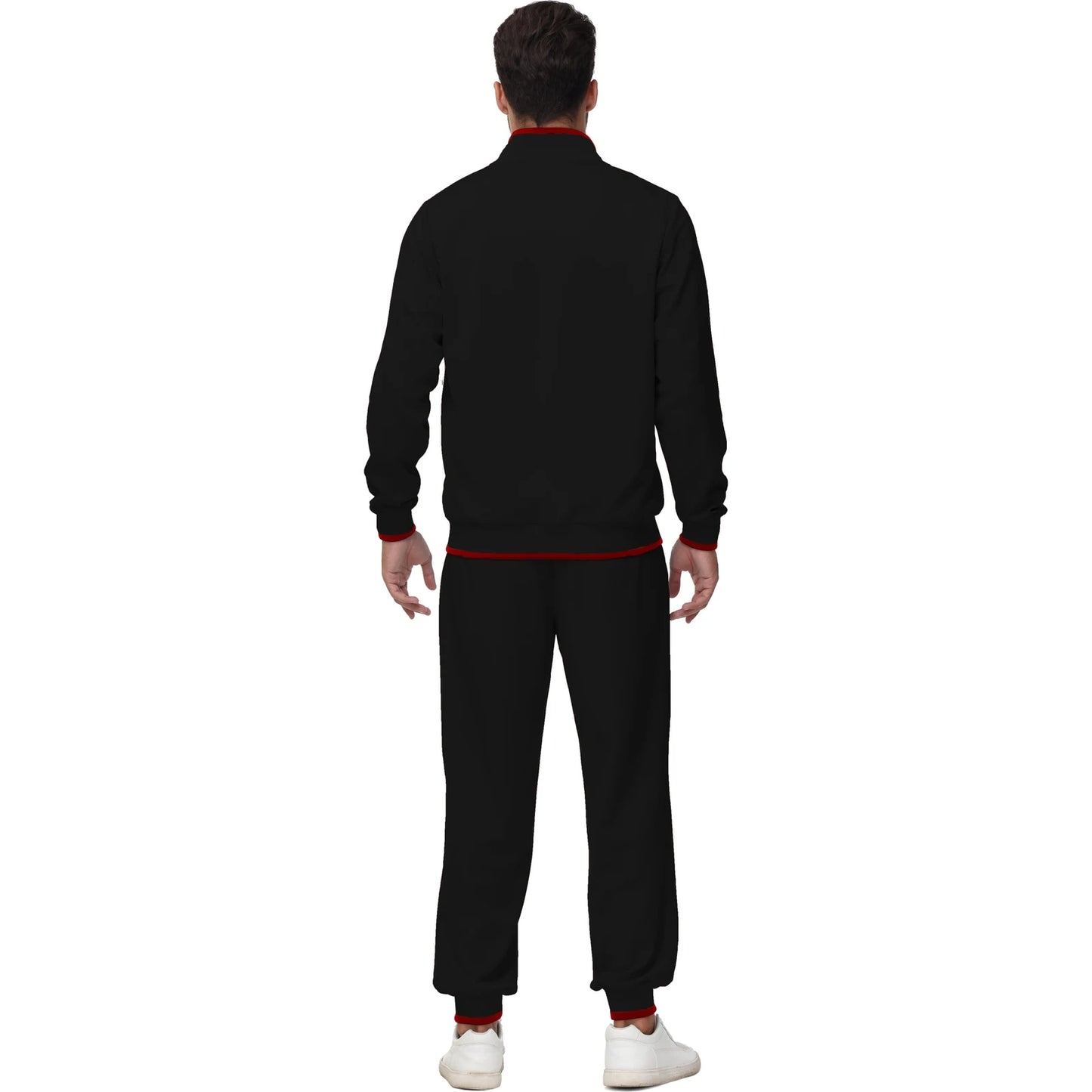 Men's Athletic Tracksuit Set - 2-piece Casual Jogging Suit With Full Zip, Black, Size L 🌴 VibeFlex Sports