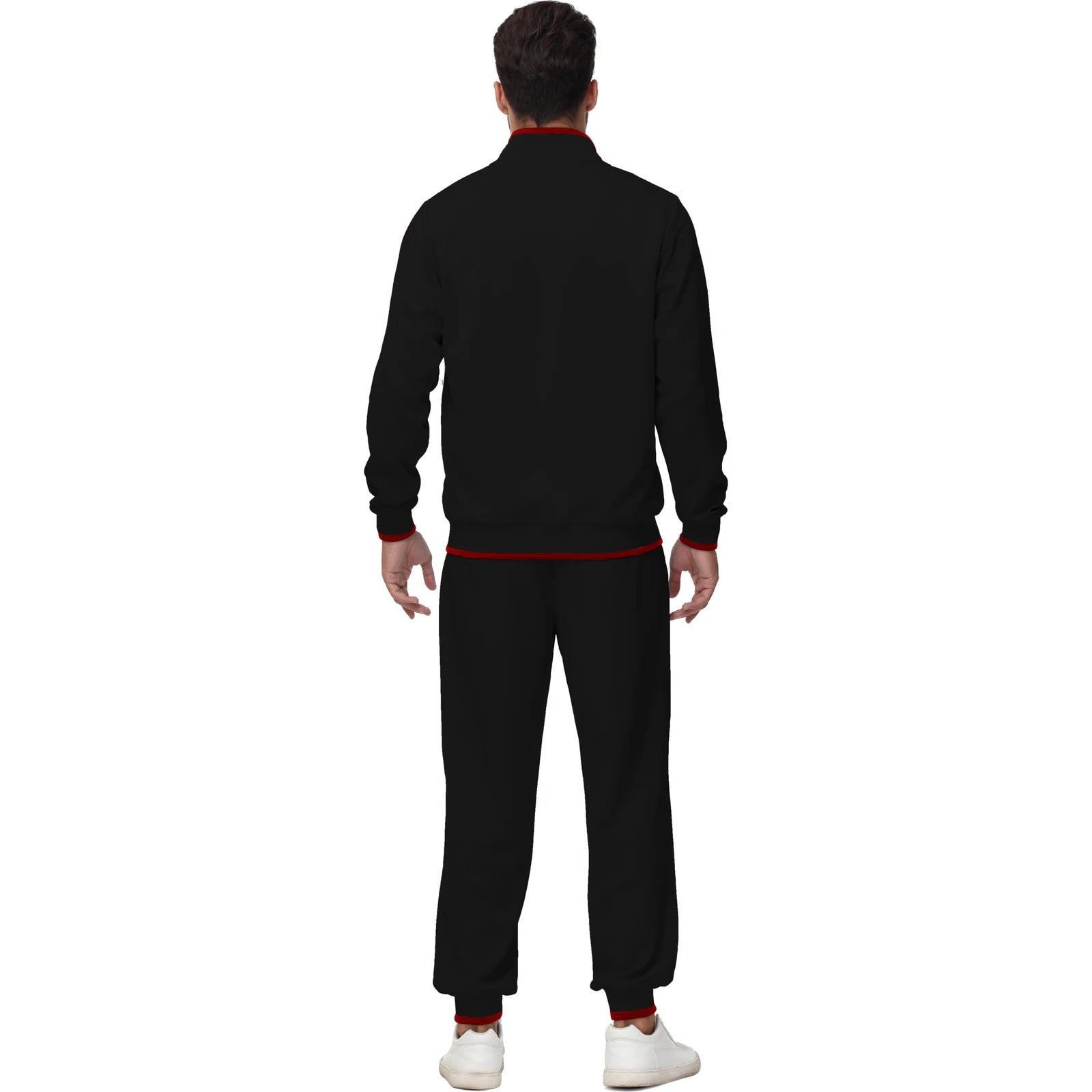 Men's Athletic Tracksuit Set - 2-piece Casual Jogging Suit With Full Zip, Black, Size L 🌴 VibeFlex Sports
