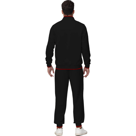 Men's Athletic Tracksuit Set - 2-piece Casual Jogging Suit With Full Zip, Black, Size L 🌴 VibeFlex Sports