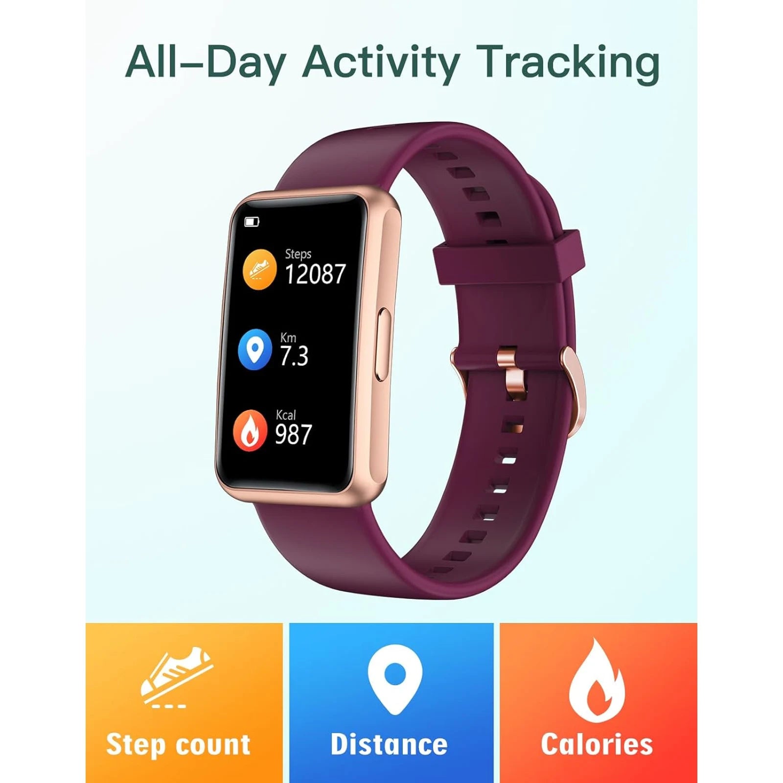 Ip68 Waterproof Fitness Tracker With Full Touch Screen, No Bluetooth Or App Required, Steps And Calories Counter, Sleep Tracker, And Alarm Clocks For Men And Women (Purple) 🌴 VibeFlex Sports